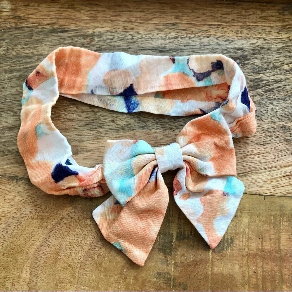Janie & Jack Baby Girl Linen Floral Bow Headband